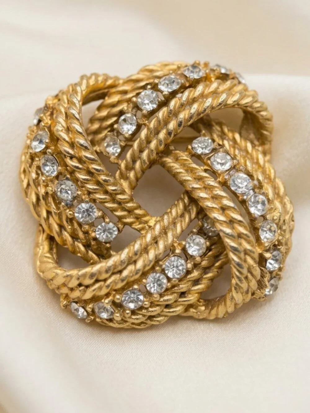 Marcel Boucher Vintage 6590 Love Knot Brooch Clear Rhinestones 1950s Pin